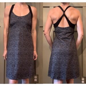 Patagonia Morning Glory Dress Stretch Jersey Cross Back Black Gray Size Small